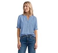 Kurzarmbluse STREET ONE, Damen, Gr. 44, blau (northern blau), Stoff, 100% Viskose, unifarben, normal normal, Rundhals, Bündchen, Blusen, aus softer Viskose (36446969-44) northern blau