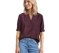 Street One Kurzarmbluse Damen Split Neck mit Elastiksaum 100% Viskose Rustic Rouge Gr. 38
