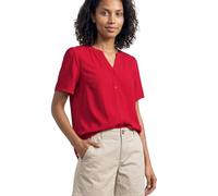 Kurzarmbluse STREET ONE, Damen, Gr. 38, salsa rot, Web, Obermaterial: 100% Viskose, unifarben, normal hüftbedeckend, Rundhals, abgesteppte Kante, Blusen, im Tunika-Style (32572358-38) salsa rot