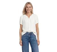 Street One Kurzarmbluse Damen Split-Neck mit Knöpfen 88% Viskose sanftes Weiß Gr. 44