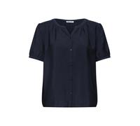 Street One Kurzarm-Bluse Split Neck mit Knöpfen 88% Viskose/12% Polyamid Tiefblau Gr. 36