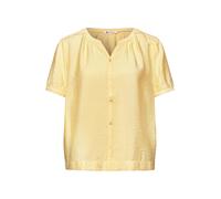 Street One Frauen Kurzarm Bluse mit Split Neck und Knöpfen in Gelb, Gr: 46