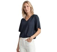 Kurzarmbluse STREET ONE, Damen, Gr. 36, shadowed navy, Stoff, 100% Viskose, unifarben, normal normal, V-Ausschnitt, Umschlagbund, Blusen, aus softer Viskose (73494618-36) shadowed navy