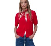Kurzarm Cardigan mit Rundhals Rot 38