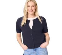 Cardigan STREET ONE, Herren, Gr. 36, shadowed navy, Stoff, 60% Viskose, 40% Baumwolle, unifarben, normal normal, Rundhals, Rippbündchen, Strickjacken, mit geschlitztem Rundhalsausschnitt mit Glitzer (