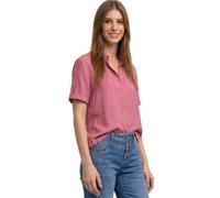 Kurzarmbluse STREET ONE, Damen, Gr. 38, blush berry, Stoff, 88% Viskose, 12% Polyamid, unifarben, klassisch normal, V-Ausschnitt, normaler Saum, Blusen, in Unifarbe (94715035-38) blush berry
