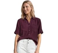 Hemdbluse STREET ONE, Damen, Gr. 40, lila (rustic rouge), Stoff, 85% Viskose, 15% Nylon, unifarben, normal normal, V-Ausschnitt, Umschlagbund, Blusen Hemdbluse, mit Turn-Up Funktion (86565402-40) rust