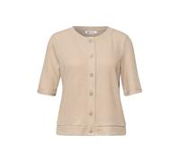 Strickjacke STREET ONE, Damen, Gr. 38, timeless beige, Jersey, Obermaterial: 50% Viskose, 47% Polyester, 3% Elasthan, unifarben, regular fit normal, Rundhals, Strickjacken Strickjacke, Leicht durchsch