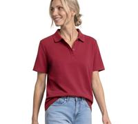 Poloshirt STREET ONE, Damen, Gr. 46, truffle rot, Web, 97% Baumwolle, 3% Elasthan, unifarben, normal normal, hoch geschlossener Ausschnitt, abgesteppt, Shirts, aus Baumwolle mit Stretchante (98369666-