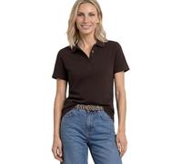 Poloshirt STREET ONE, Damen, Gr. 38, espresso braun, Web, 97% Baumwolle, 3% Elasthan, unifarben, normal normal, hoch geschlossener Ausschnitt, abgesteppt, Shirts, aus Baumwolle mit Stretchante (432943