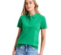 Poloshirt STREET ONE, Damen, Gr. 46, ever grün, Web, 97% Baumwolle, 3% Elasthan, unifarben, normal normal, hoch geschlossener Ausschnitt, abgesteppt, Shirts, aus Baumwolle mit Stretchante (90624143-46