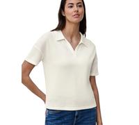 Poloshirt STREET ONE, Damen, Gr. 42, sanftes weiß, Stoff, 50% Viskose, 47% Polyester, 3% Elasthan, unifarben, normal normal, hoch geschlossener Ausschnitt, abgesteppt, Shirts, aus softer Viskose (1766