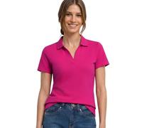 Poloshirt STREET ONE, Damen, Gr. 44, pink (magenta dream), Web, 97% Baumwolle, 3% Elasthan, unifarben, comfort fit normal, hoch geschlossener Ausschnitt, normaler Saum, Shirts, mit geschlitztem Rundha