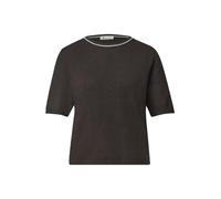 Kurzarmpullover STREET ONE, Damen, Gr. 42, schwarz coffee meliert, Pullover, mit Kontrastdetail (18051949-42) schwarz coffee meliert