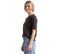 Kurzarmpullover STREET ONE, Damen, Gr. 42, schwarz coffee meliert, Pullover, mit Kontrastdetail (18051949-42) schwarz coffee meliert