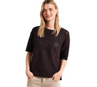 Kurzarmpullover STREET ONE, Damen, Gr. 42, espresso braun, Web, 69% Baumwolle, 31% Polyester, Strukturmuster, regular fit normal, Rundhals, Bündchen, Pullover, im soften Baumwoll-Mix (34640061-42) esp