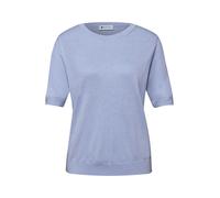 Rundhalspullover STREET ONE, Damen, Gr. 44, cashmere blau meliert, Stoff, 60% Viskose, 40% Baumwolle, unifarben, normal normal, Rundhals, Rippbündchen, Pullover Rundhalspullover, Rundhalsausschnitt (1