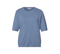 Street One - Kurzarm Pullover mit Rundhals in Unifarbe northern blue mel. - Gr. - 44