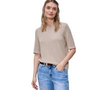 Street One - Kurzarm Shirt im schimmernden Look beige - Gr. - 34