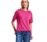 Kurzarmshirt STREET ONE, Damen, Gr. 44, magenta dream, Jersey, Obermaterial: 80% Polyester, 20% Viskose, meliert, unifarben, regular fit normal, ohne Ausschnitt, angesetztes Bündchen, Shirts, mit Kapu