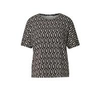Street One Kurzarmshirt Damen – Rundhals, Print – Beige, Gr. 38
