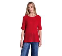 Strickpullover STREET ONE, Damen, Gr. 34, rot (glory rot), Strick, Obermaterial: 60% Polyacryl, 40% Nylon, unifarben, casual, tailliert hüftbedeckend, Rundhals, Halbarm, Pullover, mit seitlichen Schli