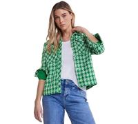 Street One Damen Kurzjacke Bouclé Jacquardmuster V-Ausschnitt Grün Gr. 40