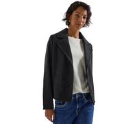 Kurzjacke STREET ONE, Damen, Gr. 46, blau (obsidian blau), Stoff, Obermaterial: 90% Polyester, 10% Viskose; Futter: 100% Polyester, unifarben, normal normal, V-Ausschnitt, abgesteppt, Jacken, mit Reve