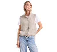 Kurzweste STREET ONE, Damen, Gr. 36, beige (clay sand), Feinstrick;Stoff, 65% Viskose, 35% Nylon, unifarben, regular fit normal, ohne Ausschnitt, Westen, mit Stehkragen (92058412-36) clay sand