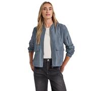 Blouson STREET ONE, Damen, Gr. 42, blau (slate blau), Stoff, Obermaterial: 100% Polyester; Futter: 100% Polyester, unifarben, casual, normal normal, Rundhals, Langarm elastischer Bund, Jacken, mit Ela