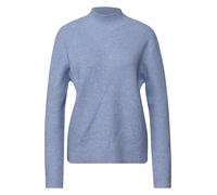 Stehkragenpullover STREET ONE, Damen, Gr. 40, frosted blau meliert, Web, 37% Baumwolle, 34% Polyacryl, 26% Polyester, 3% Elasthan, unifarben, normal normal, hoch geschlossener Ausschnitt, Rippbündchen