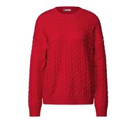 Strickpullover STREET ONE, Damen, Gr. 36, rot (racing rot), Web, 40% Baumwolle, 37% Polyacryl, 20% Nylon, 3% Elasthan, unifarben, casual, normal normal, Rundhals, Langarm Strickbündchen, Pullover, mit