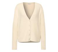 Cardigan STREET ONE, Damen, Gr. 38, beige (soft beige), Strick, Obermaterial: 78% Polyamid, 12% Polyacryl, 10% Baumwolle, unifarben, casual, regular fit normal, V-Ausschnitt, Langarm, Strickjacken, mi