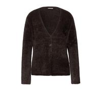 Cardigan STREET ONE, Damen, Gr. 38, deep roast braun, Stoff, Web, 78% Polyamid, 12% Polyacryl, 10% Baumwolle, unifarben, casual, normal normal, V-Ausschnitt, Langarm abgesteppt, Strickjacken, mit Knop