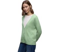 Cardigan STREET ONE, Damen, Gr. 46, pale mint grün meliert, Web, 37% Baumwolle, 34% Polyacryl, 26% Polyester, 3% Elasthan, unifarben, normal normal, V-Ausschnitt, Rippbündchen, Strickjacken, mit V-Aus