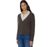 Cardigan STREET ONE, Damen, Gr. 38, rustic braun meliert, Web, 37% Baumwolle, 34% Polyacryl, 26% Polyester, 3% Elasthan, unifarben, normal normal, V-Ausschnitt, Rippbündchen, Strickjacken, mit V-Aussc