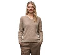 Street One Pullover kuscheliger V-Ausschnitt Grobstrick 55% Polyester/45% Baumwolle Beige Gr. 42