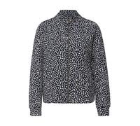 Cardigan STREET ONE, Damen, Gr. 34, blau (shadowed navy), Stoff, 73% Polyester, 25% Viskose, 2% Elasthan, gemustert, normal normal, hoch geschlossener Ausschnitt, Bündchen, Strickjacken, mit Struktur-