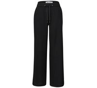 Street One - Lässige Marlenehose mit weitem Bein und elastischem Bund schwarz - Gr. - 30