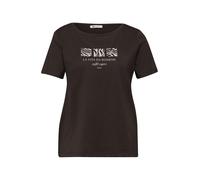 Street One - Lässiges T-Shirt mit Animal-Print und Schriftzug braun - Gr. - 44