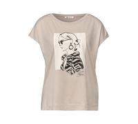 Street One - Lässiges T-Shirt mit grafischem Print beige - Gr. - 40