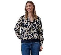 Street One - Bluse mit Allover-Muster und geschlitztem Ausschnitt blau - Gr. - 40
