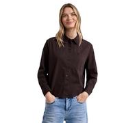 Langarmbluse STREET ONE, Damen, Gr. 46, espresso braun, Web, 100% Baumwolle, unifarben, regular fit normal, V-Ausschnitt, Umschlagbund, Blusen, aus reiner Baumwolle (46426018-46) espresso braun