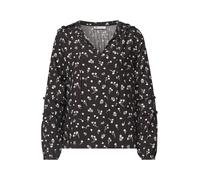 Street One - Langarm Bluse mit Split Neck und Rüschen black coffee - Gr. - 40
