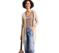 Cardigan STREET ONE, Damen, Gr. 46, timeless beige, Stoff, 91% Viskose, 9% Elasthan, unifarben, normal ca. Mitte Oberschenkel, ohne Ausschnitt, abgesteppt, Strickjacken, aus softer Viskose (77586713-4