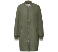 Street One Blouson Langer Blouson Rundhals 2-Wege-Reißverschluss Schwarz/Vetiver Grün Gr. 36