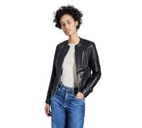 Lederimitatjacke STREET ONE, Damen, Gr. 36, blau (gravity blau), Web, Obermaterial: 100% Polyester, unifarben, casual, tailliert kurz, Langarm abgesteppt, Jacken, in Leder-Look (90739129-36) gravity b