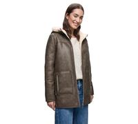 Lederimitatjacke STREET ONE, Damen, Gr. 42, sandy mocca, Web, Obermaterial: 100% Polyester, unifarben, lässig geschnitten hüftbedeckend, Rundhals, Jacken, im Leder-Look und mit Fake Fur Details (83389
