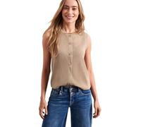 Kurzweste STREET ONE, Damen, Gr. 40, timeless beige, Stoff, 53% Polyester, 46% Viskose, 1% metallisierte Fasern, unifarben, comfort fit normal, Rundhals, Westen (46848432-40) timeless beige
