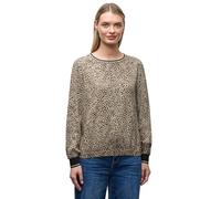 Langarmbluse STREET ONE, Damen, Gr. 46, sanded beige, Stoff, 100% Viskose, animal-print, normal normal, U-Boot-Ausschnitt, elastischer Bund, Blusen, mit Leoprint (68339434-46) sanded beige